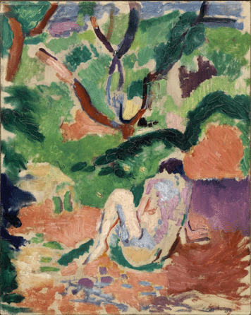 The bold, colorful Fauve works of Henri Matisse, like "Nude in a Wood,†1906, shocked visitors to the Armory Show and created a firestorm of derision. Nevertheless, the Frenchman's vivid colors and expressive compositions deeply influenced numerous American painters. Brooklyn Museum