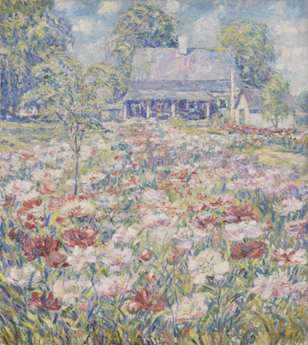 D. Putnam Brinley, who took up the Modernist cause while in Paris, returned to the United States to create notable works like "The Peony Garden,†circa 1912. It is similar to an Impressionist work, "but the vivid colors, lack of atmospheric effect and thick, almost sculptural, brushwork show an affinity with the post-Impressionist paintings of Vincent van Gogh,†says co-curator McCarthy. Virginia Museum of Fine Arts