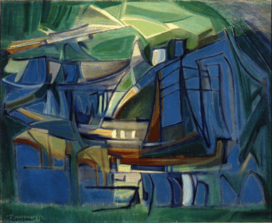 Chicago artist Manierre Dawson created the only abstract painting by an American in the Armory Show, untitled (Wharf Under Mountain), 1913. "As the only abstraction by an American artist, it was likely the most progressive native contribution to the exhibition,†says co-curator Gail Stavitsky. Norton Museum of Art