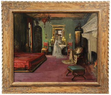 Fetching $115,000 was this oil on canvas painting, "Mrs Rosen's Bedroom,†by Sir John Lavery (English, 1856‱941).