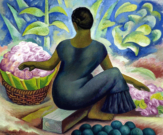 Diego Rivera, “Vendedorade Flores en Xochimilco,” oil, 35 by 43 inches, sold for $1,232,000.