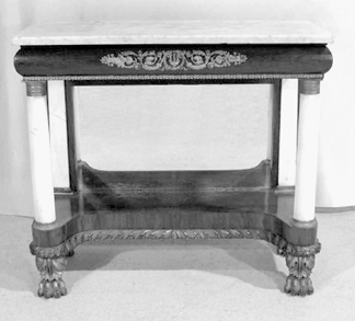 An Empire rosewood pier table with the top and columns of white marble drew $7,150. It was thought to have been a New York piece.