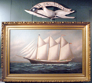 The portrait of the ship Helena sold for $31,625, while the John Bellamy eagle plaque brought $43,125.