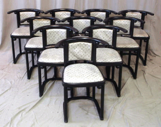 The set of ten dining chairs designed by Joseph Hoffmann were a good buy at $1,725.