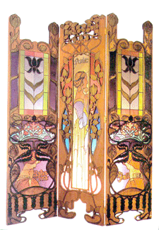 Alexandre de Riquer, Palau Güell screen, 1900, stained glass and wood, Palau Güell, Diputació de Barcelona.