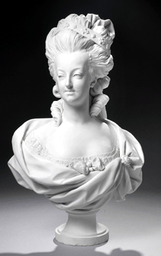 Bust of Marie-Antoinette by Sèvres, after Louis-Simon Boizot, 1782. Porcelain; 15 ¾ inches tall. Musée du Louvre. On view in "Decorative Arts of The Kings.”