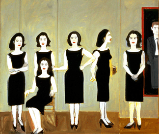 Alex Katz, "The Black Dress,” 1960, oil on linen. Brandhorst Collection. Art ©Alex Katz/Licensed by VAGA, New York City.