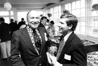Charles Montgomery suggested that Failey's master's thesis be on Southampton, N.Y., silversmith Elias Pelletreau. Failey's research led him to Robert David Lion Gardiner, the eccentric heir to Gardiner's Island, a family-owned atoll off Long Island's east end. Here, Gardiner and Failey at a SPLIA reception at the Maidstone Club in East Hampton, N.Y.