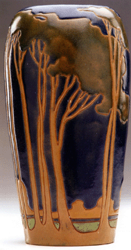 The sale's cover lot was also the top lot †the Rhead Santa Barbara vase etched with a stylized landscape, 11¼ by 6 inches, soared to $516,000, more than ten times its high presale estimate. It was purchased by Two Red Roses Foundation, Tarpon Springs, Fla.