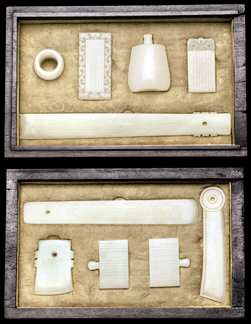 A very rare and important imperial set of ten inscribed white jades, Song dynasty and later, sold for $1,832,000.