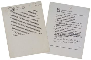 Martin Luther King Jr's, "The Ten Commandments on Vietnam,†speech typed and with ink corrections by Coretta Scott King, New York, April 27, 1968, sold for $13,200.