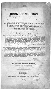 First edition of The Book of Mormon, Palmyra, New York, 1830, Signed by Orson Pratt, an early church apostle, and inscribed by the original owner, Denison Root, Joseph Smith's brother-in-law. The lot sold for a record price of $180,000.