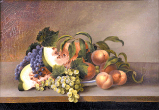 Rubens Peale (1784‱865), "Still Life with Watermelon,†1865, oil on canvas, 19 by 27 2/5 inches. Gift in honor of Professor John Wilmerding from his friends and former students and the Kathleen C. Sherrerd Fund for Acquisitions in American Art.   