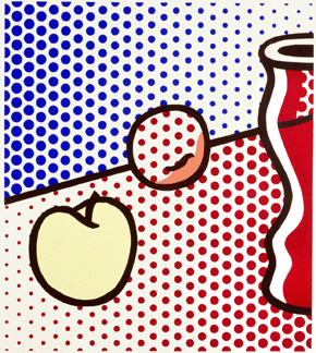 Roy Lichtenstein (1923‱997), "Still Life with Red Jar,†1994, color screen print on Lanaquarelle watercolor paper; 21 1/3 by 19¼ inches. Princeton University Art Museum, promised gift. Art ©Estate of Roy Lichtenstein/photo by Bruce M. White.