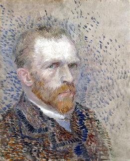 Vincent van Gogh, "Self-portrait,†1887, oil on pasteboard, 18 by 21¼ inches, Amsterdam, Van Gogh Museum (Vincent van Gogh Foundation).