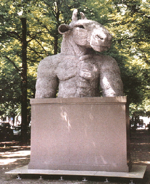 Sophie Ryder, "Minotaur Torso,†2000, galvanized wire, 10 feet high, installed at Den Haag Sculptuur, The Hague, Holland. Photo courtesy the artist.   