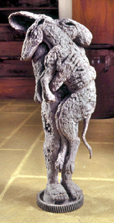 "Lady-Hare with Dog II,†maquette, 2002, bronze, 28 inches high. Photo courtesy the artist.