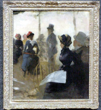 A bistro scene by Italian artist Giuseppe de Nittis was a very solid $65,550. The 18¼-by-15½-inch picture is headed to Paris.