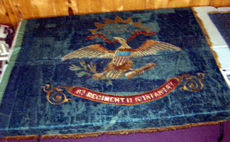 An Infantry banner, measuring 70 by 84 inches, achieved $2,990.