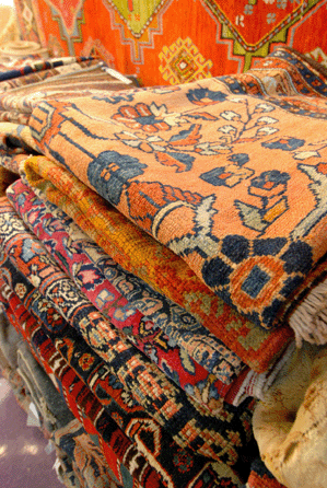 Textile art at Fardin's Antique Rugs, Fairfield, Conn.