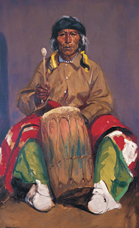 While visiting from New York, activist artist Robert Henri painted vivid, Expressionist portraits of Native Americans from a pueblo near Santa Fe. "Portrait of Dieguito Roybal, San Ildefonso Pueblo,†1916, reflects Henri's respect for the strength, dignity and traditions of indigenous people. The artist persuaded several of his "independent†colleagues, including George Bellows, Randall Davey and John Sloan, to visit Santa Fe.