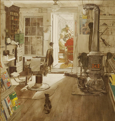 Norman Rockwell, "Shuffleton's Barbershop †Study,†1950, oil on canvas, 33 by 31 inches, unsigned, Saturday Evening Post, April 29, 1950, cover study.