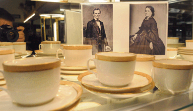 A partial White House dinnerware service from the Lincoln administration, known as the "buff†set, sold reasonably at $28,750.