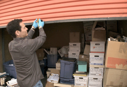 Michael Feinstein preparing to examine the contents of a storage locker containing the collection of composer/arranger Earl Brown, who left all of his music to Feinstein when he died. Among the items discovered and preserved by Michael was an original manuscript of Brown's song "If I Can Dream,†which he composed for Elvis Presley, signed to Brown by Elvis. ⁃ourtesy Hudson West Productions