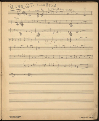 A page from a sketchbook George Gershwin used from January 10, 1929 to April 8, 1931, to notate ideas for current and future songs. has melody ideas for the song "Lulu Belle,†which is marked "G.T.†by Gershwin for "good tune.†⁃ourtesy West Hudson Productions 