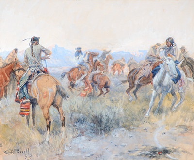 Russell_-_As_Cochrane_and_Pard_Leaped_Into_Their_Saddles__Cochrane_Shot_the_Indian_small