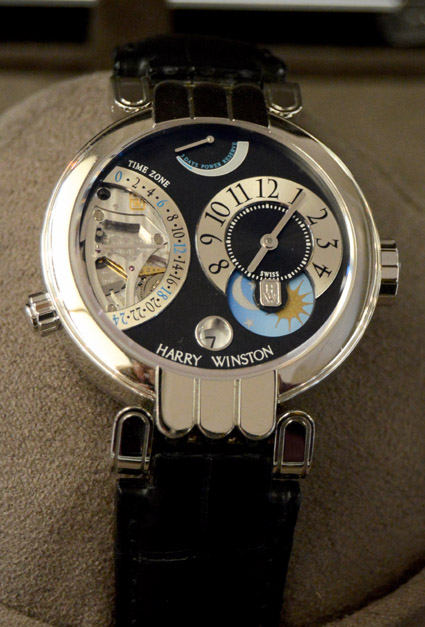 A limited edition contemporary watch by Harry Winston was a standout in the booth of Elements of Time, South Miami, Fla.