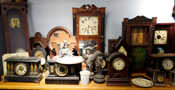 A selection of clocks, fireplace tools and even “clutter” in some of the bureau drawers, kept up the interest in the auction.