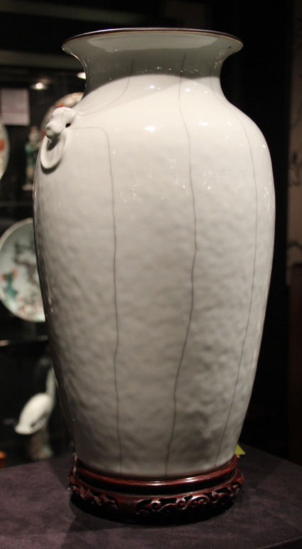 Offered by Ralph M. Chait Galleries, New York City, this Eighteenth or early Nineteenth Century Ge-Yao porcelain vase with metallic crackle vase had timeless appeal.