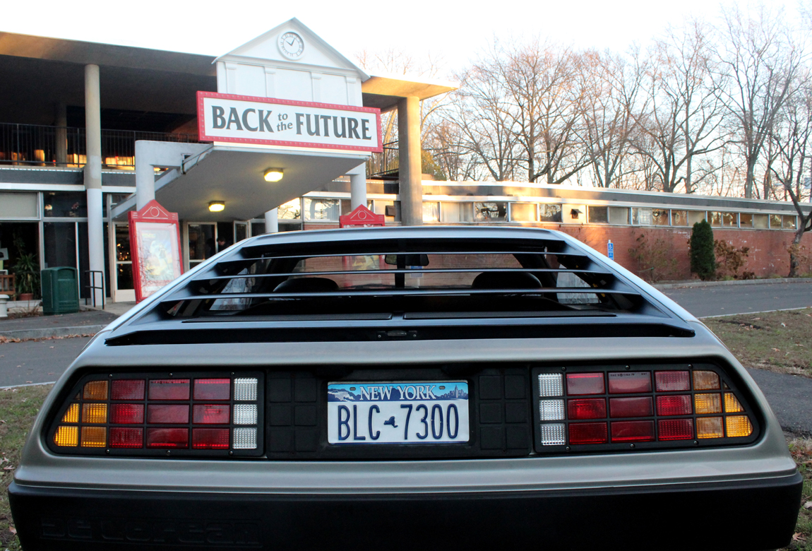 The theme for the opening night gala was “Back to the Future,” with this sleek DeLorean greeting visitors at the entrance to the civic center.