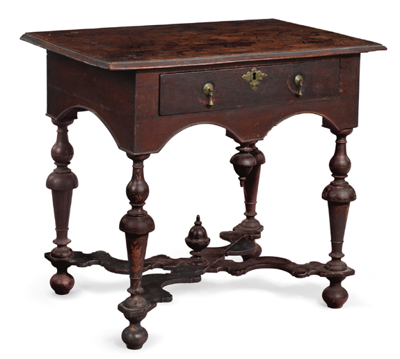 William and Mary dressing table, 1700-1730, mahogany and maple, sold to Atlanta dealer Deanne Levison for $ 665,000 ($ 250/0,000).<br>Christie's Various Owners Sale.