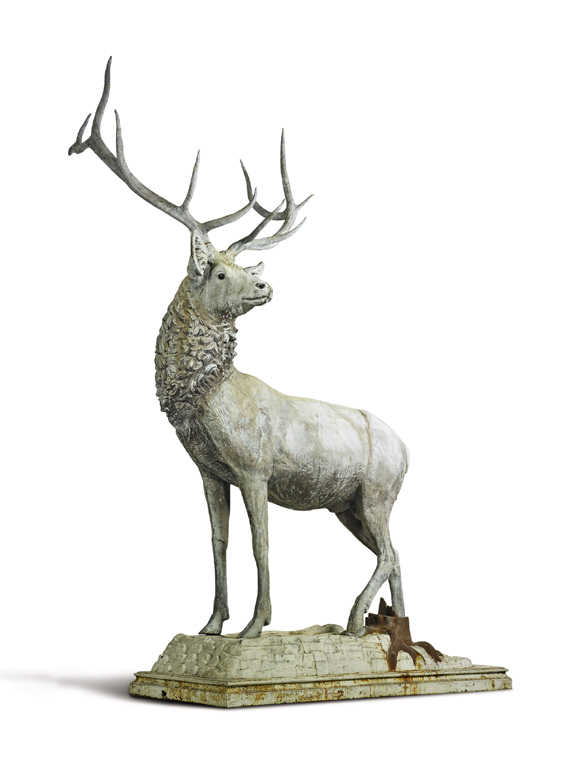 Bronze painted cast zinc and iron figure of an American elk by J.W. Fiske, New York, circa 1892-1900, $ 225,000 ($ 50/100,000). Sotheby's Various Owners.