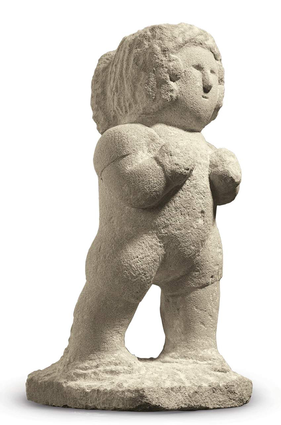 A dedicated session of Outsider and vernacular art generated $ 1,549,375 on roughly 50 lots. Topping sales was William Edmondson's "Boxer," $ 785,000<br>($ 150/250,000). Acquired from the artist in 1949, the circa 1936 sculpture tripled the previous record for the artist and set a new auction record for Outsider art. Christie's, Outsider and Vernacular Art.
