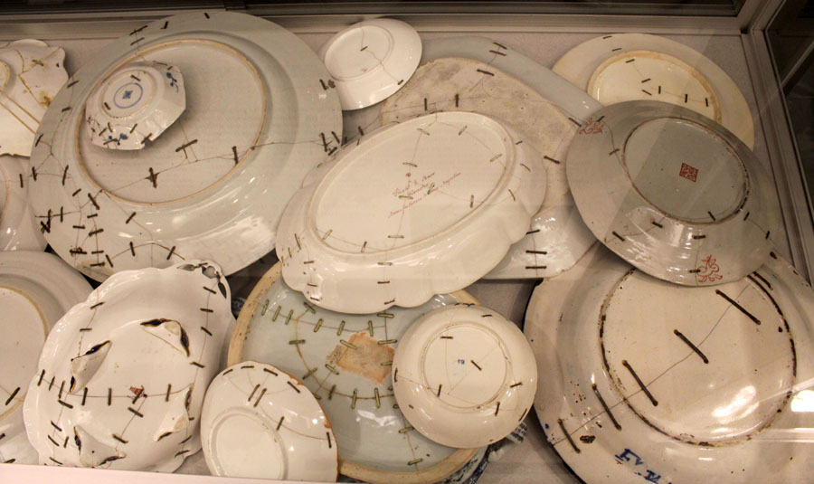 One of two loan exhibitions presented this year was Andrew Baseman’s compelling collection of inventively mended examples of broken dishes, cups, teapots and many other items, titled “Mended Ways: The Art of Inventive Repair.”