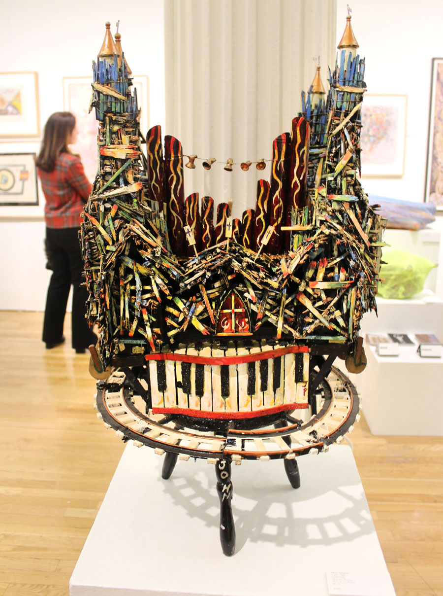Featured prominently at Cavin-Morris Gallery, New York City, was Kevin Sampson's mixed media sculpture "St John."