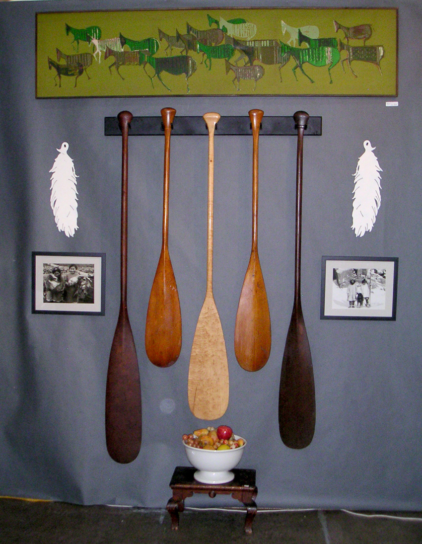 Mimi Gunn, Lafayette Mills, Lafayette, N.J., could hardly keep up with the customer interest in her booth. These vintage oars and paddles from 1920s–30s and 1950s were a major draw. All were in excellent condition and some were signed “Old Town.”