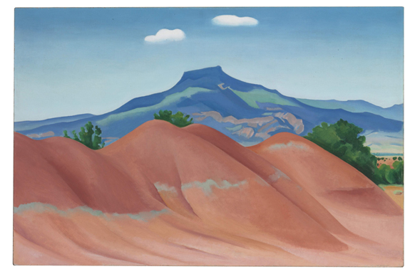 Georgia O’Keeffe (1887–1986), “Red Hills with Pedernal, White Clouds,” oil on canvas, brought $ 4,533,000. —Christie’s ©2016 Georgia O’Keeffe Museum / Artists Rights Society (ARS), New York