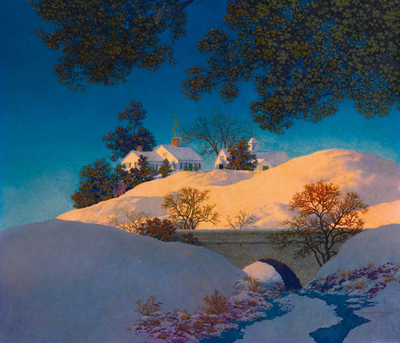 This Maxfield Parrish (American, 1870–1966) oil on Masonite, appropriately named “Winter Sunshine,” depicts a winter scene of the artist’s New England home. The painting brought $ 850,000, comfortably over the $ 400/$ 600,000 estimate. —Sotheby’s