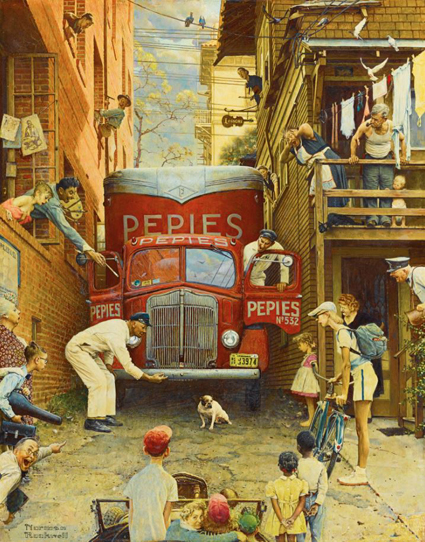 Norman Rockwell (American, 1894-1978) achieved the second highest price in the auction, $ 4.73 million for "Road Block (Bulldog Blocking Truck; Traffic Conditions)."  —Sotheby’s