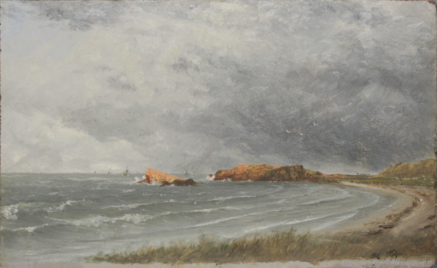 John Frederick Kensett (1816–1872), “Spouting Rock Beach, Newport,” oil on canvas, 9 by 15 inches.