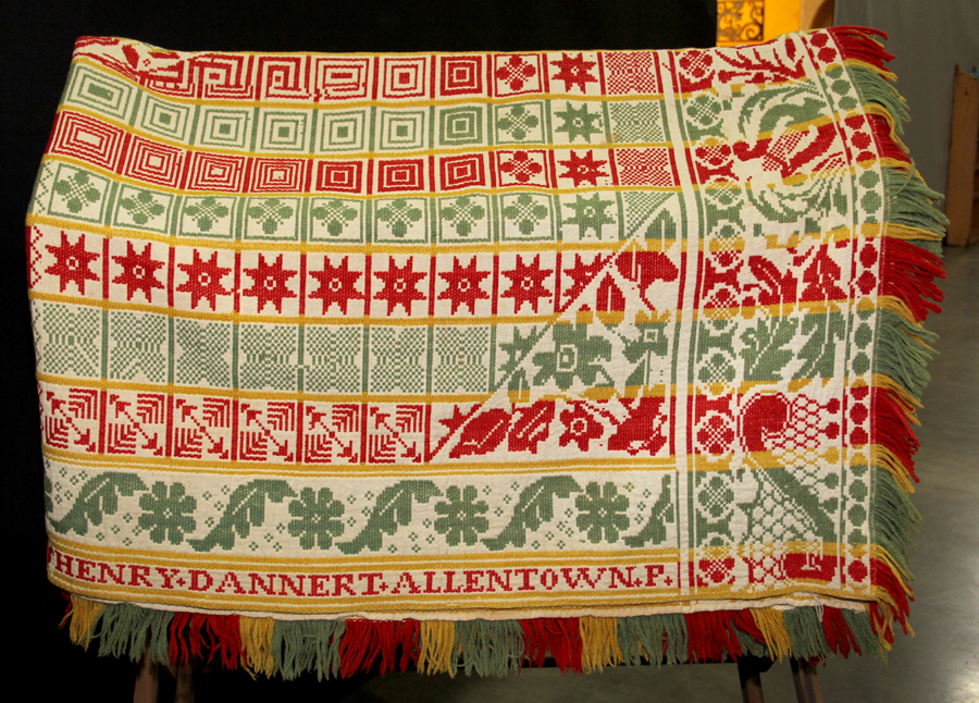Woven coverlet by Henry Dannert, Allentown, Penn.<br>Keith and Diane Fryling American Antiques, Green Lane, Penn.