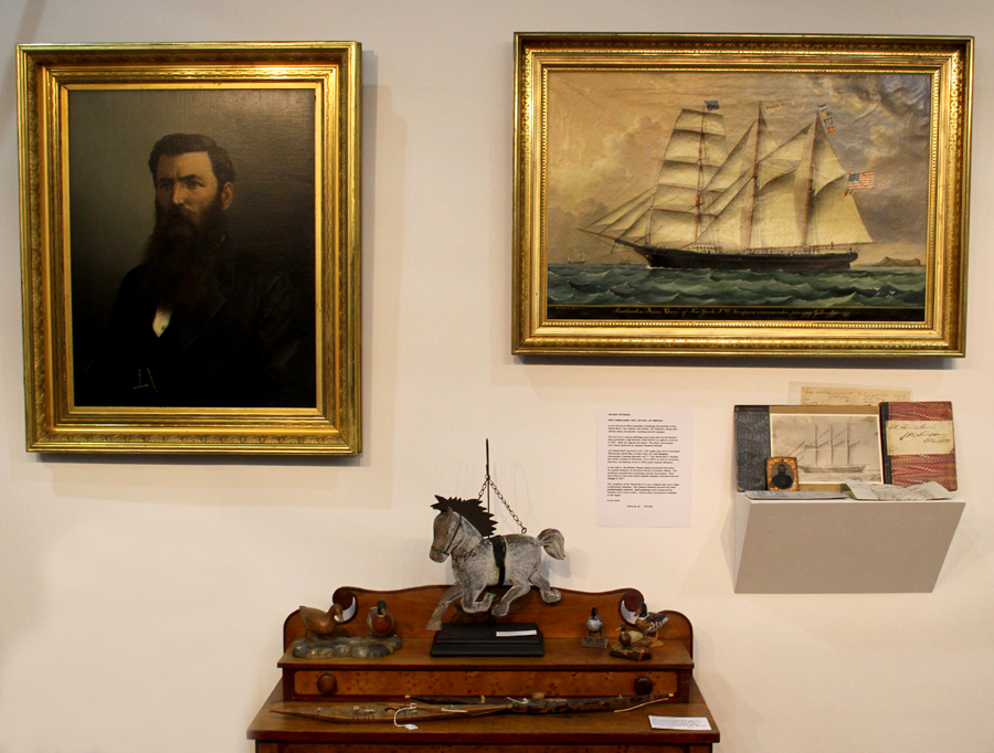 Holden Antiques of Sherman, Conn., and Naples, Fla., featured a fascinating trove. The ship’s portrait depicts the <i>Annie Burr</i> passing Gibraltar. The portrait is of her captain and owner, J.W. Simpson. Both paintings are signed and dated 1877 and are by Luigi Renault of Leghorn (Livorno), Italy. Along with related period documents and photographs, the group remained intact in Simpson’s house on Chestnut Street in Camden, Maine.