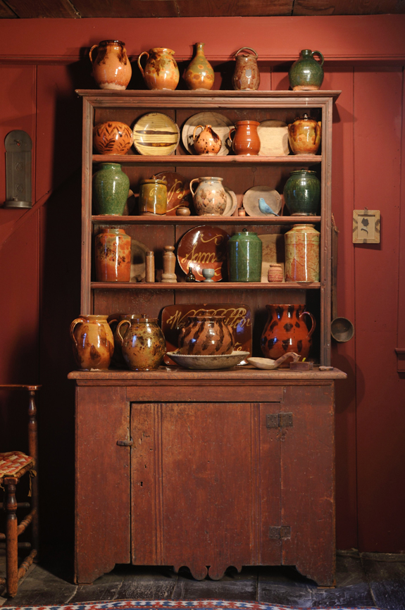 Useful and beautiful, this canted cupboard in old red paint went for $ 19,000. Scranton purchased it from his friends Ron and Penny Dionne and used it for displaying some of his best redware.