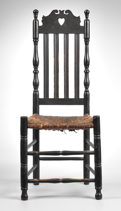 Few furniture forms are more closely associated with early Eighteenth Century Connecticut than the heart and crown chair. This side chair, $ 9,000, one of three acquired by Colchester, Conn., dealer Arthur Liverant, is attributed to Andrew Durand of Milford, Conn.