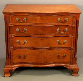 A four-drawer serpentine front Chippendale chest fetched $ 7,150.