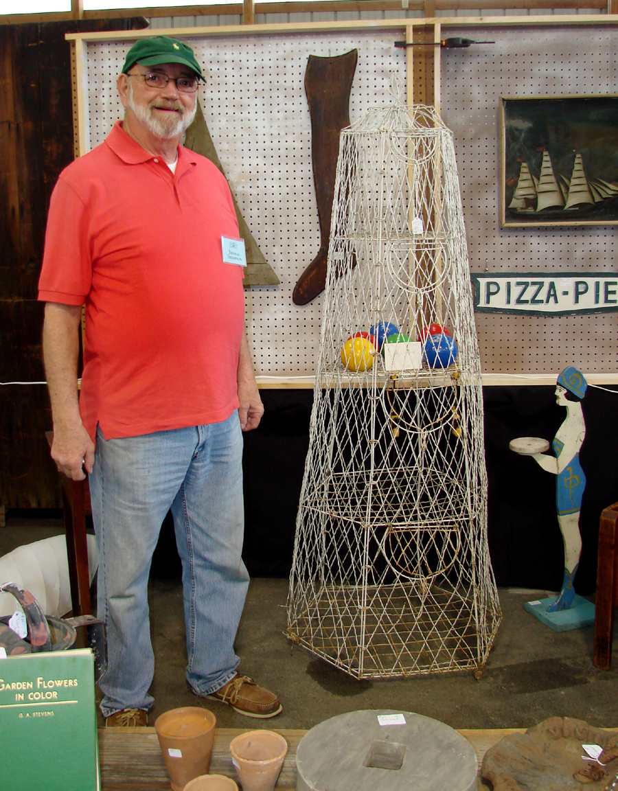 Tommy Thompson Antiques, Pembroke, N.H., had an interesting wire country store display used for holding sponges. He priced it at $ 495.